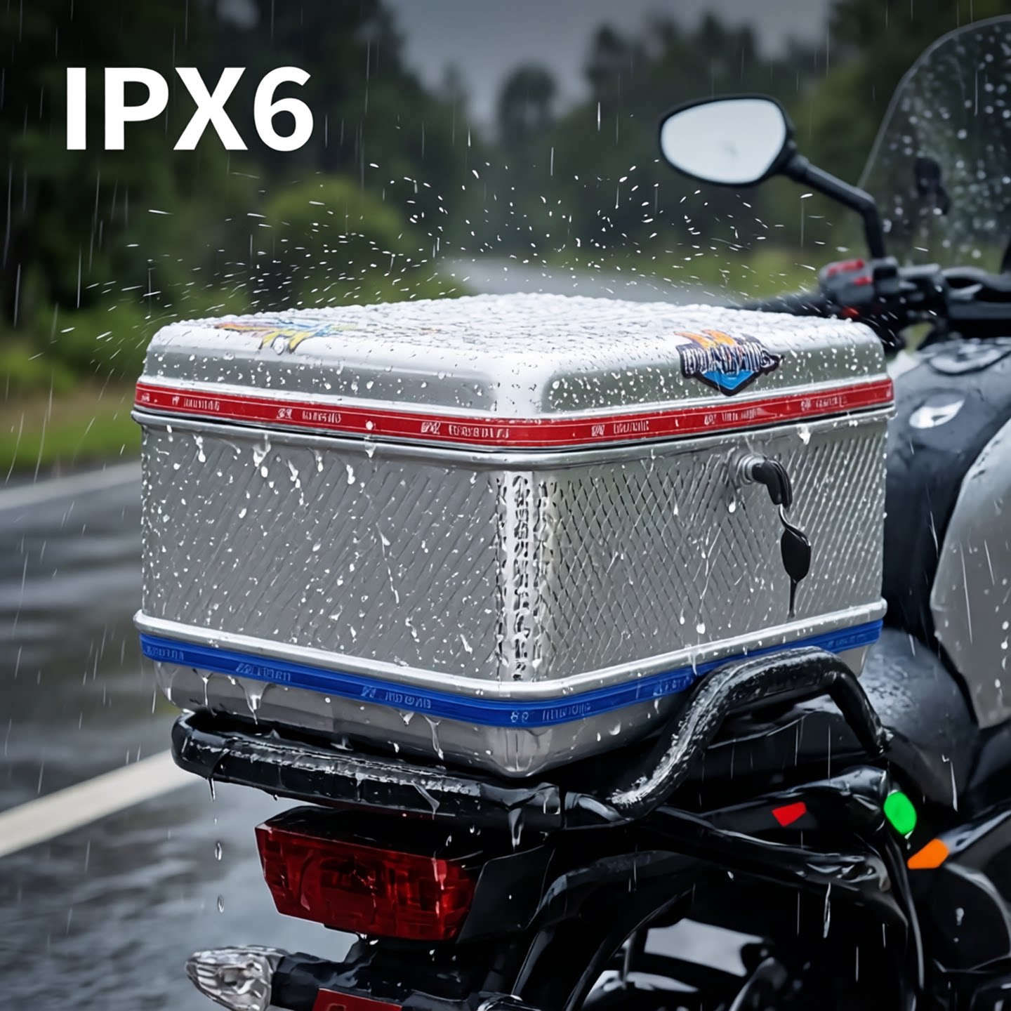 2025新款摩托车侧挂铁皮尾箱储物带锁储物盒工具箱电动车尾包挂袋