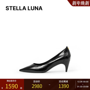 LUNA女鞋 高跟鞋 25FW新品 底扣式 亮面褶皱小牛皮尖头真皮鞋 STELLA