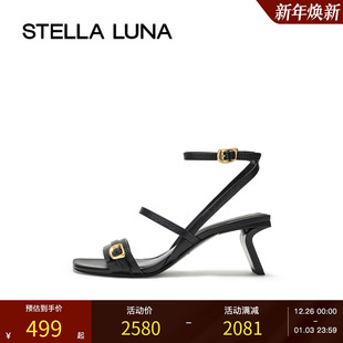 LUNA女鞋 金属扣饰交叉条带高跟凉鞋 24SS新品 TACKS BRASS STELLA