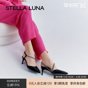 LUNA女鞋 法式 凉鞋 水钻黑色时尚 新款 仙女高跟半凉鞋 STELLA 春夏季