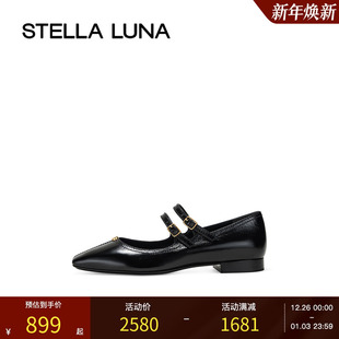 LUNA女鞋 平底鞋 24FW新款 黑色双条细带玛丽珍法式 单鞋 STELLA