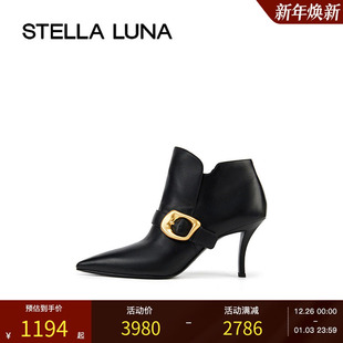 短靴气质时尚 24FW秋季 LUNA女鞋 尖头金属扣饰高跟踝靴 陈粒同款