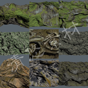 obj模型地貌山峰山体草原916 3dmax c4d maya地形生成 8K置换贴图