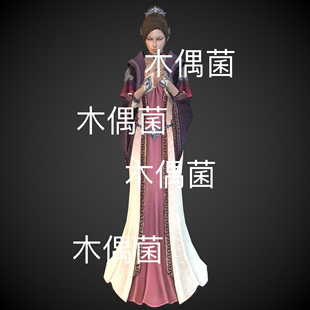 非实物C988 骨骼面部绑定中世纪人物女长裙动作文件 c4d fbx格式