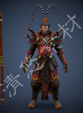3dmax c4d齐天大圣孙悟空3D模型半兽人猴哥fbx格式 非实物277