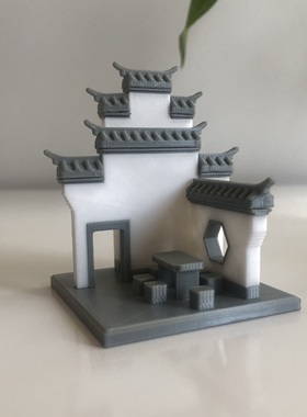 徽派建筑模型创意中式古风景墙微缩装饰树脂鱼缸摆件微景观造景