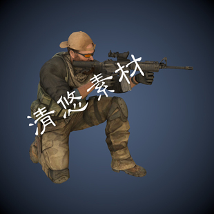 53个美国士兵男反恐突击作战c4d 模型骨骼绑定带动作A174 fbx格式