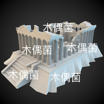 STL格式3D打印文件数据希腊神庙废墟模型 非实物A2