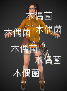 c4d fbx格式欧美次时代骨骼面部绑定维修工人物女文件 非实物C828