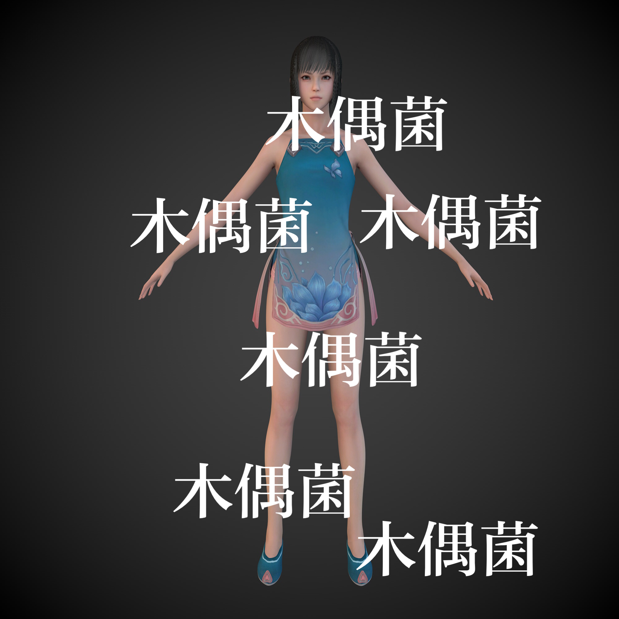 3dmax c4d fbx obj古风古代仙侠人物女低模绑定文件 非实物C706