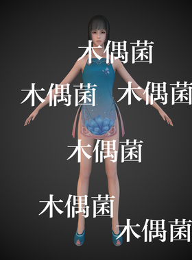 3dmax c4d fbx obj古风古代仙侠人物女低模绑定文件 非实物C706