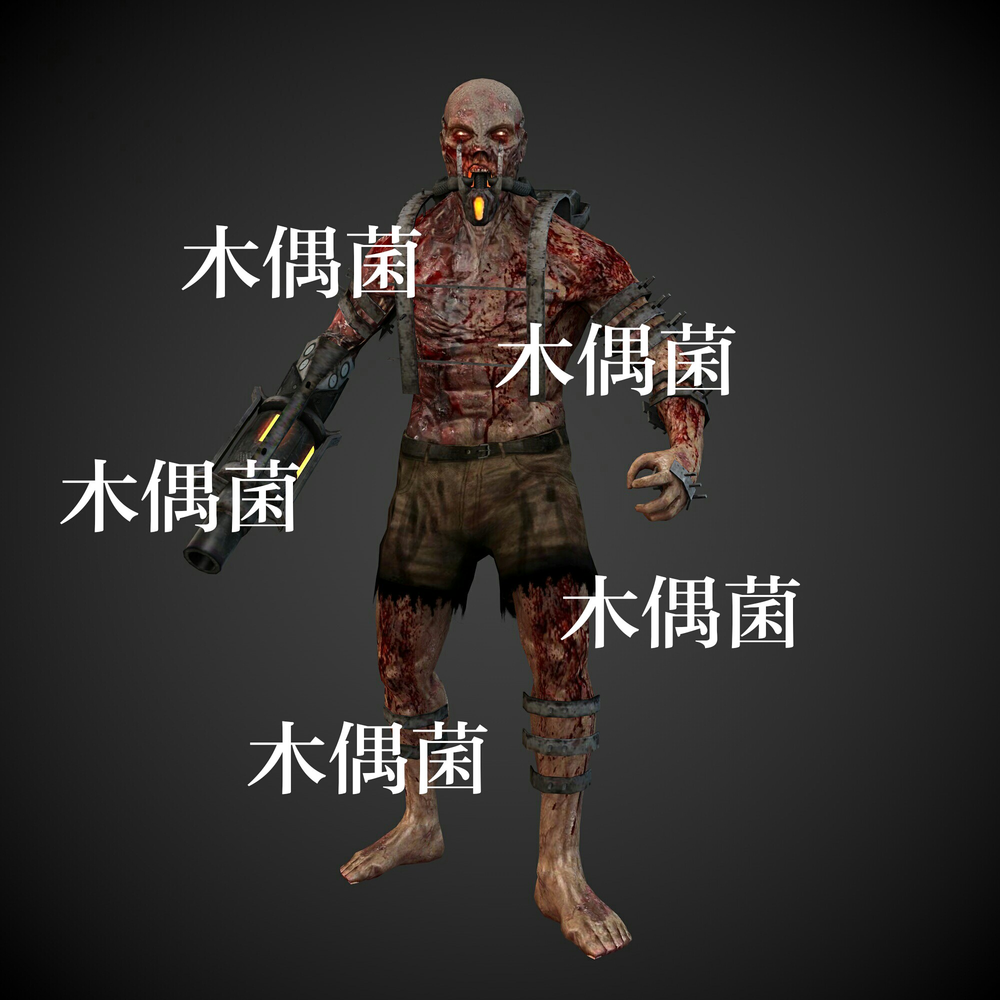 怪物僵尸丧尸恐怖形象模型c4d fbx格式文件骨骼绑定带动作 a192