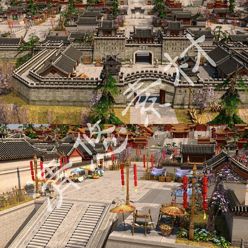 3dmax fbx格式c4d大型古代建筑街道洛阳城 古代游戏场景模型 393