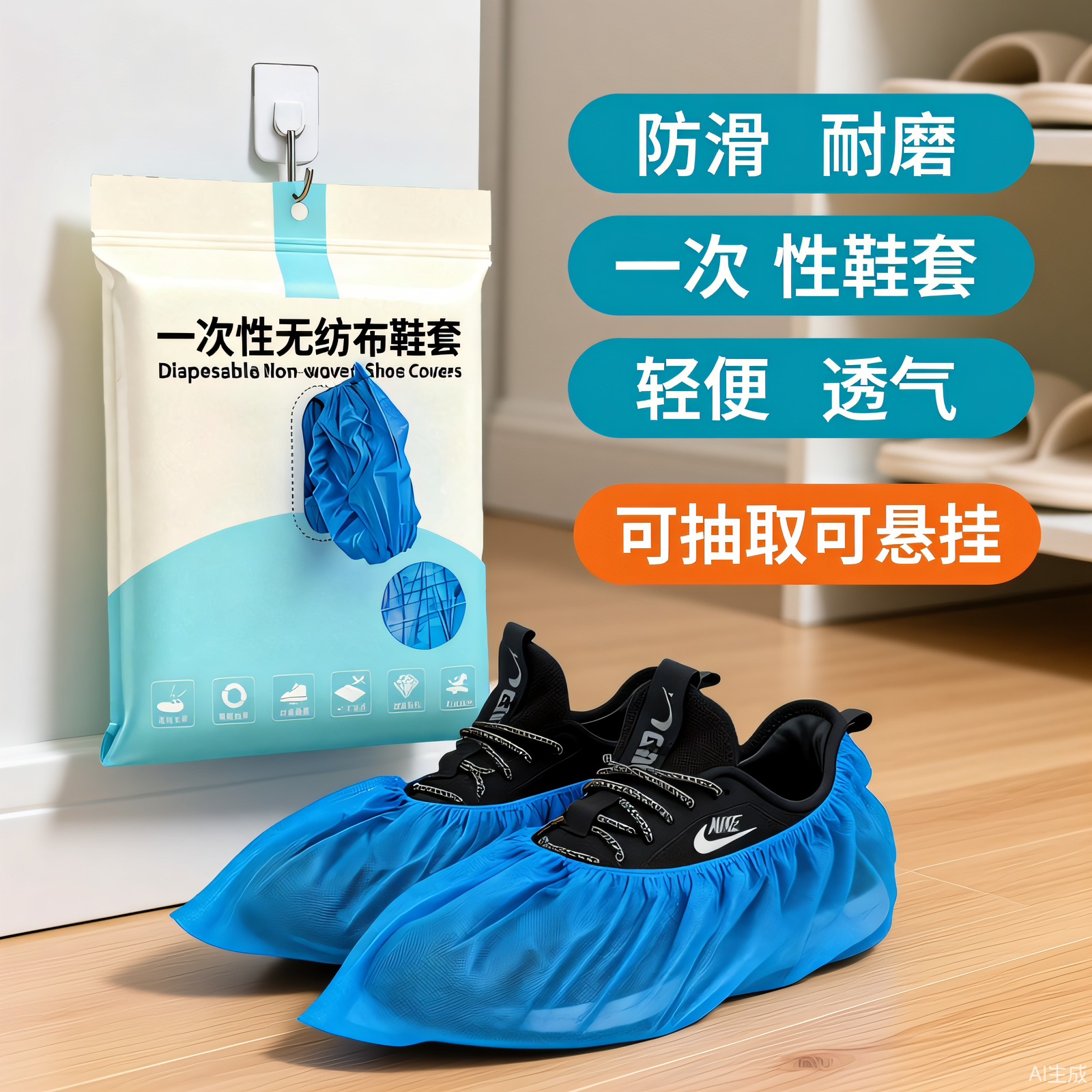 可抽取一次性无纺布鞋套室内加厚耐磨防滑家用待客防尘工厂脚套,居家日用,一次性鞋套,淘宝优惠券,粉丝福利购,淘宝优惠卷