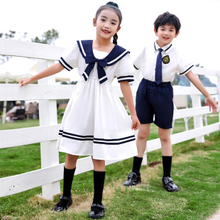 幼儿园园服夏装 英伦学院风儿童班服 毕业照纯棉套装 小学生校服夏季