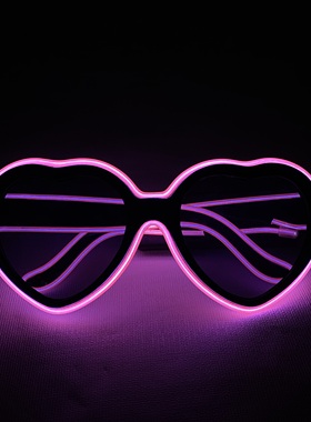 发光眼镜个性酒吧心形发光眼镜