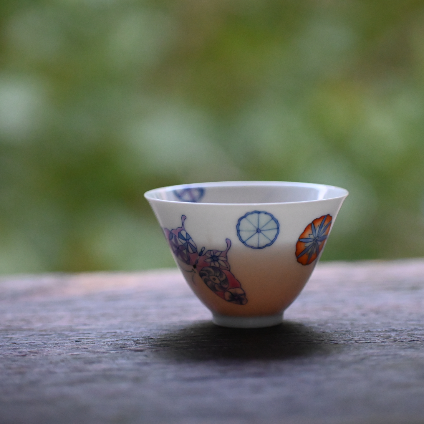 青花斗彩纯手工手绘蝶恋花品茗杯