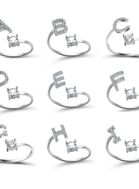 A-Z Letter Rings for Women Girl Adjustable Opening Ring Name
