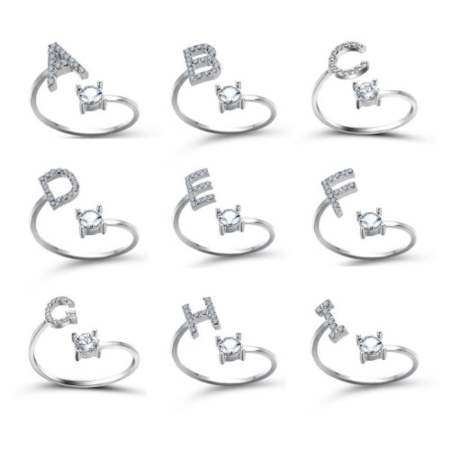 A-Z Letter Rings for Women Girl Adjustable Opening Ring Name