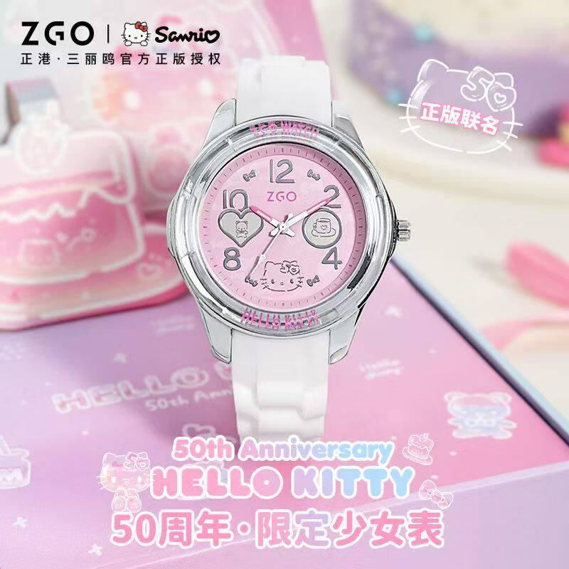 HelloKitty凯蒂猫手表少女心可爱卡通动漫粉色学生石英表硅胶表带图片