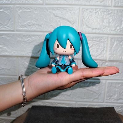 FUFU坐姿初音可换表情miku初音未来可爱Q版手办模型礼物出口摆件