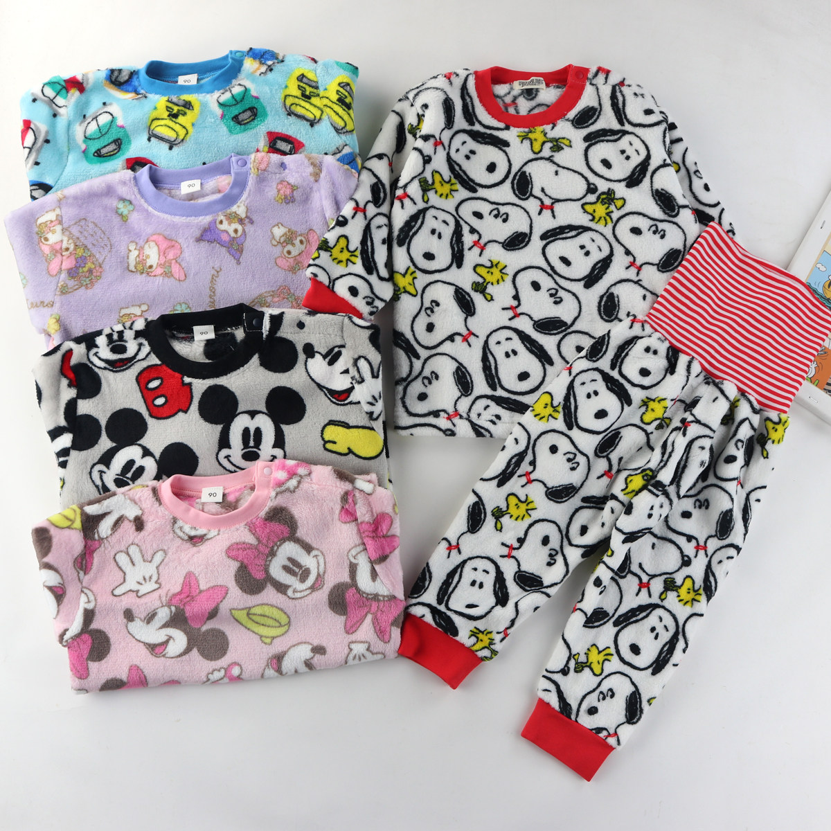 出口日单秋冬儿童法兰绒家居服护肚套装卡通保暖睡衣睡裤80-100,童装/婴儿装/亲子装,家居服套装,淘宝优惠券,粉丝福利购,淘宝优惠卷