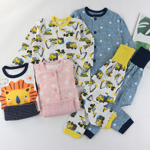 日系西松W春秋儿童护肚套装 高腰家居服睡衣防着凉男女童腹卷80