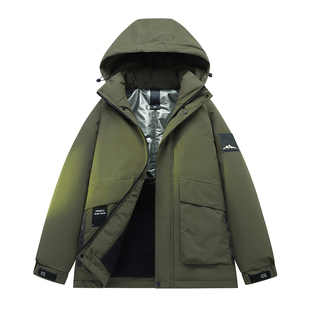 棉袄加绒加厚防风外套 羽绒棉服加肥加大胖子保暖棉衣冬装 男装 新款