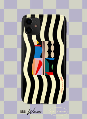 GENTLE REBELS波浪纹ins手机壳适用苹果15promax中古经典极简单几何文艺iphone14设计师款黑白撞色小众艺术家