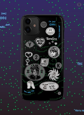 GENTLE REBELS杀马特Y2K贴纸手机壳适用iphone15苹果14promax13伊藤润二富江90s土酷手绘涂鸦emoji马赛克win