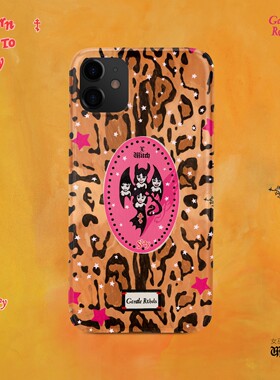 GENTLE REBELS豹纹vintage手绘手机壳适用iphone17promax苹果16原创ins粉色龙五星哥特女巫emoji辣妹欧美闪钻
