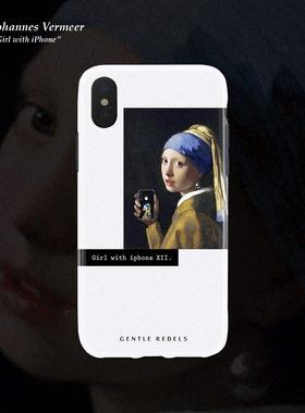 GENTLE REBELS小众iphoneXs手机壳珍珠少女油画唐老鸭苹果7p8plus
