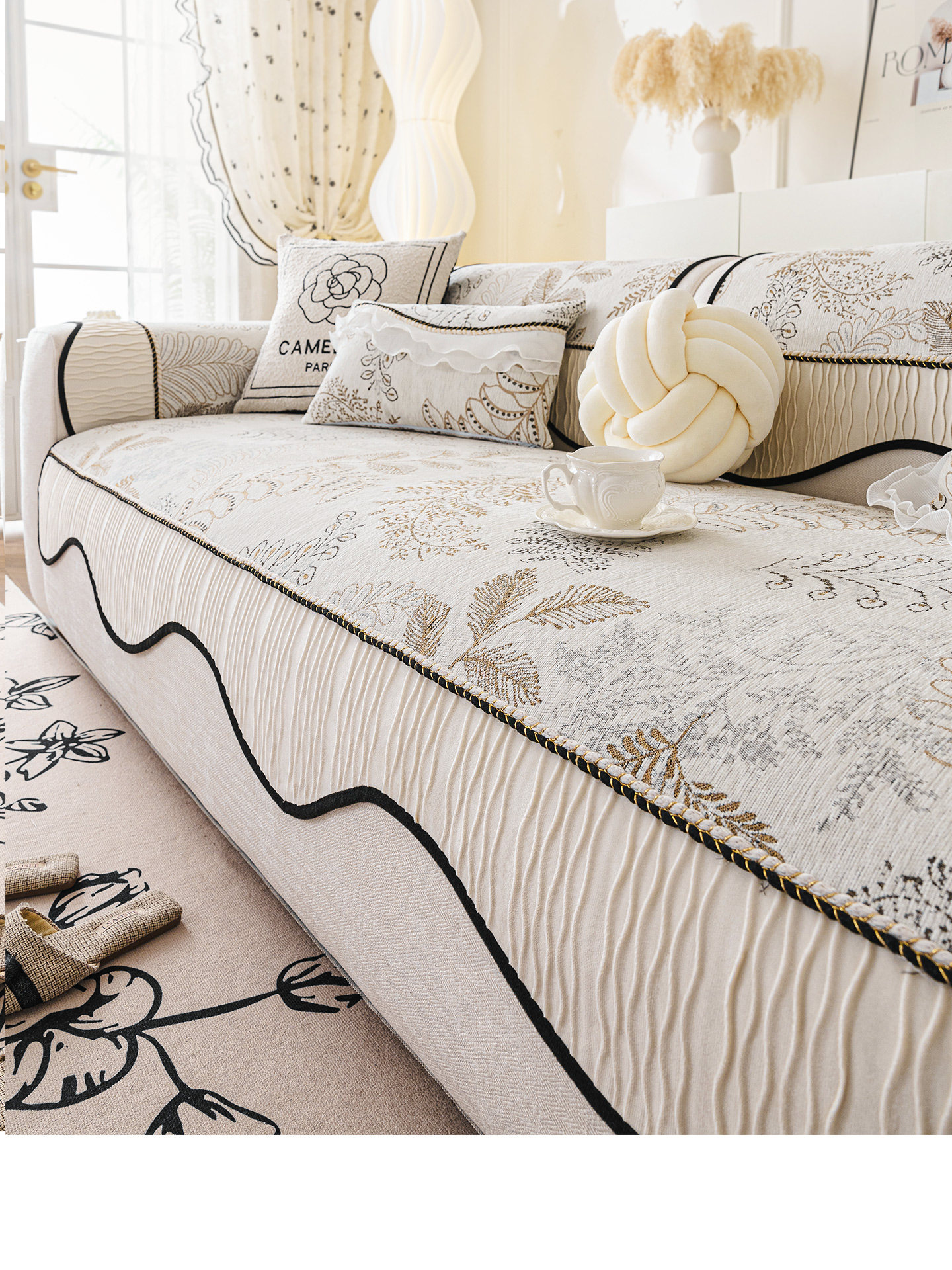 法式覆古沙发垫四季通用2025新款异形高档田园沙发坐垫防滑盖布巾,居家布艺,沙发垫,淘宝优惠券,粉丝福利购,淘宝优惠卷