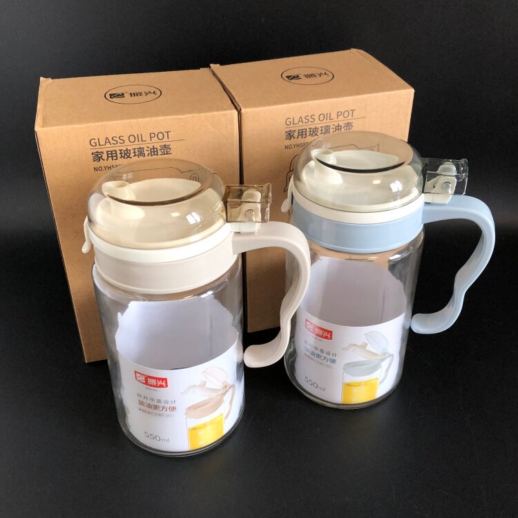 包邮 振兴550ML玻璃油壶带刻度油瓶弹盖醋瓶酱油壶不易漏油挂油