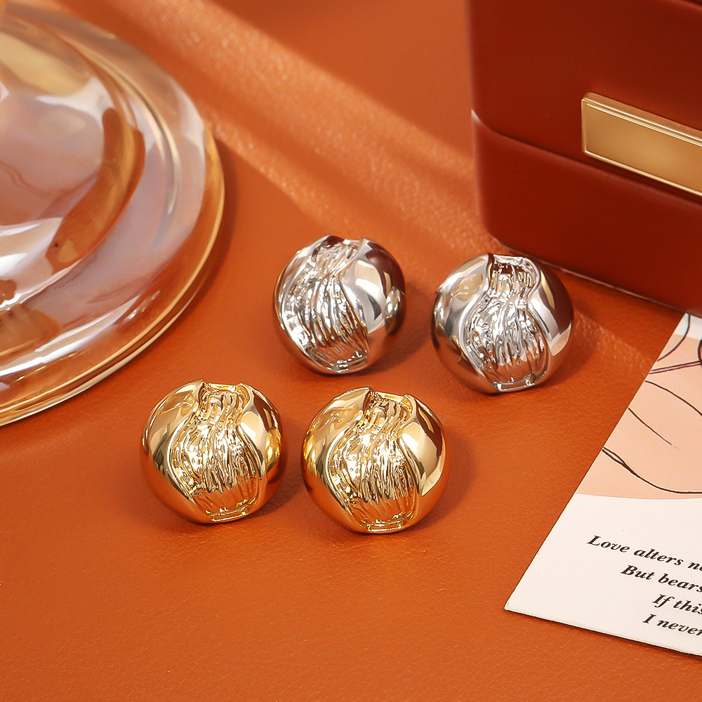 创意设计纹理耳钉小香风高级感时尚耳饰女铜镀真金INS冷淡风饰品