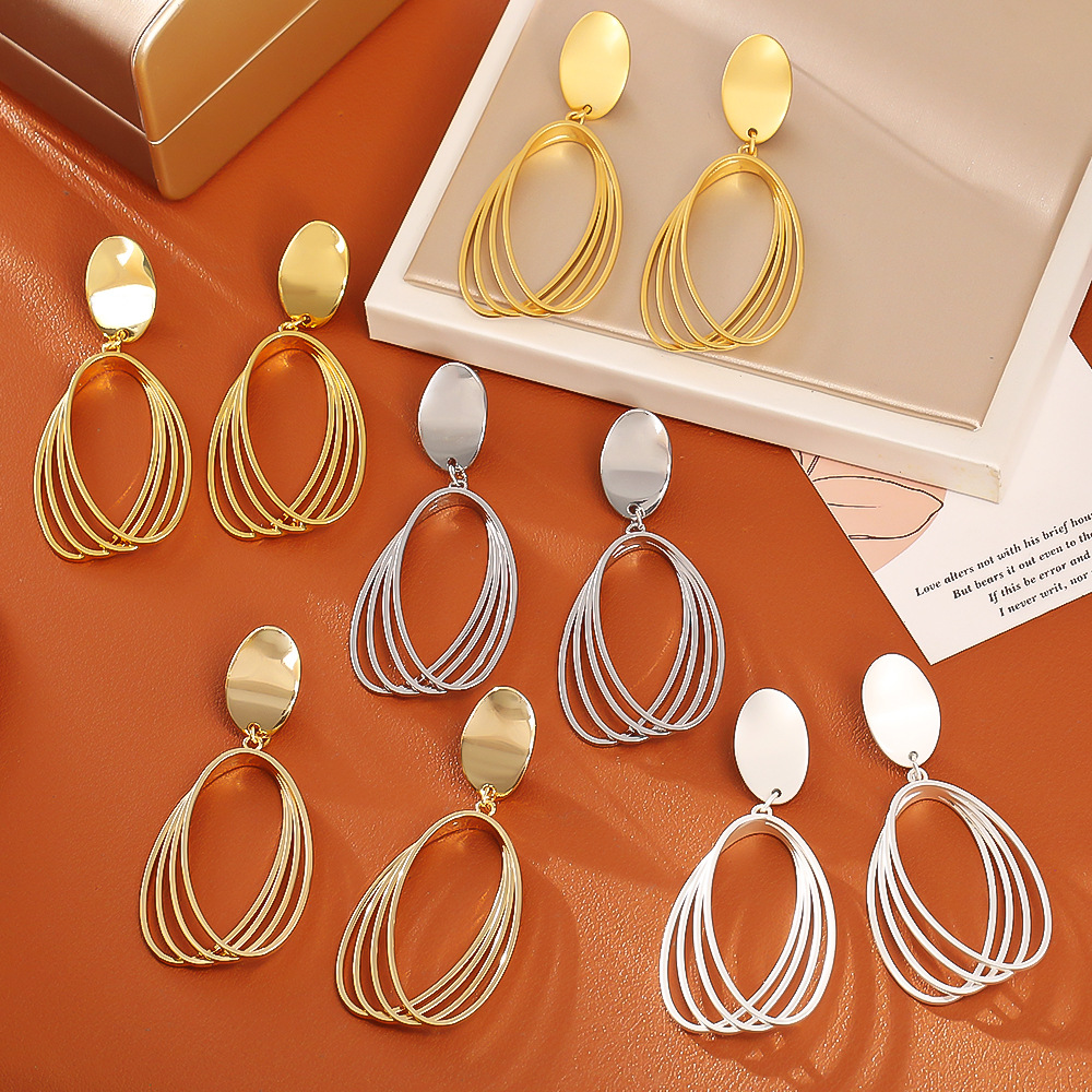 爆款亚马逊INS风耳钉简约时尚高级感小众多层设计欧美风耳饰