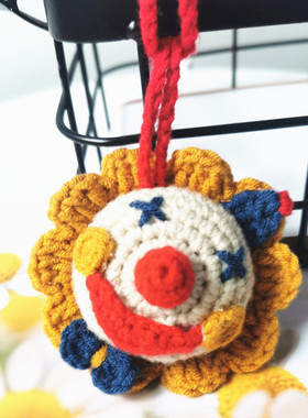 工博手工制作diy毛线钩针编织黄色小丑挂件手编玩偶勾线材料包礼