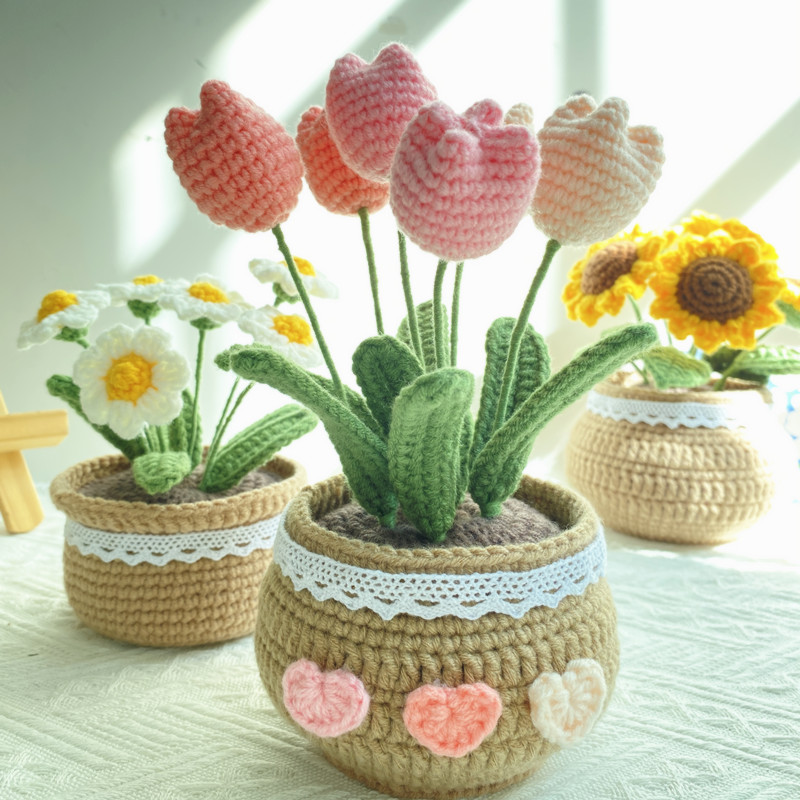 DIY手工编织郁金香小雏菊材料包