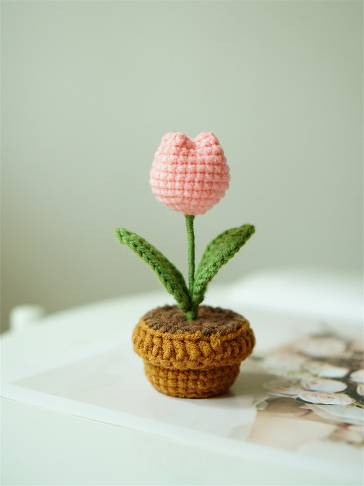 POTTED FLORETS DIY MATERIAL PACKAGE HANDMADE CROCHET WOOL TO MAKE SUNFLOWER ROSE MINI CAR ORNAMENTS