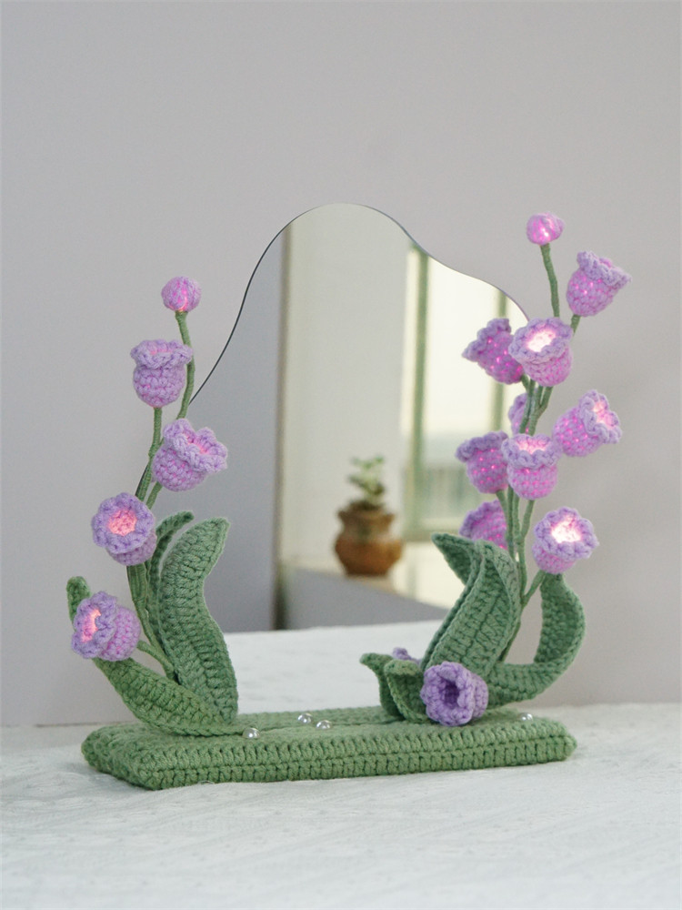 TULIPS LILY OF THE VALLEY SMALL BOUQUETS DIY HAND-WOVEN LIGHTS MAKEUP MIRROR ORNAMENTS WOOL CROCHET GIRLFRIEND GIFTS