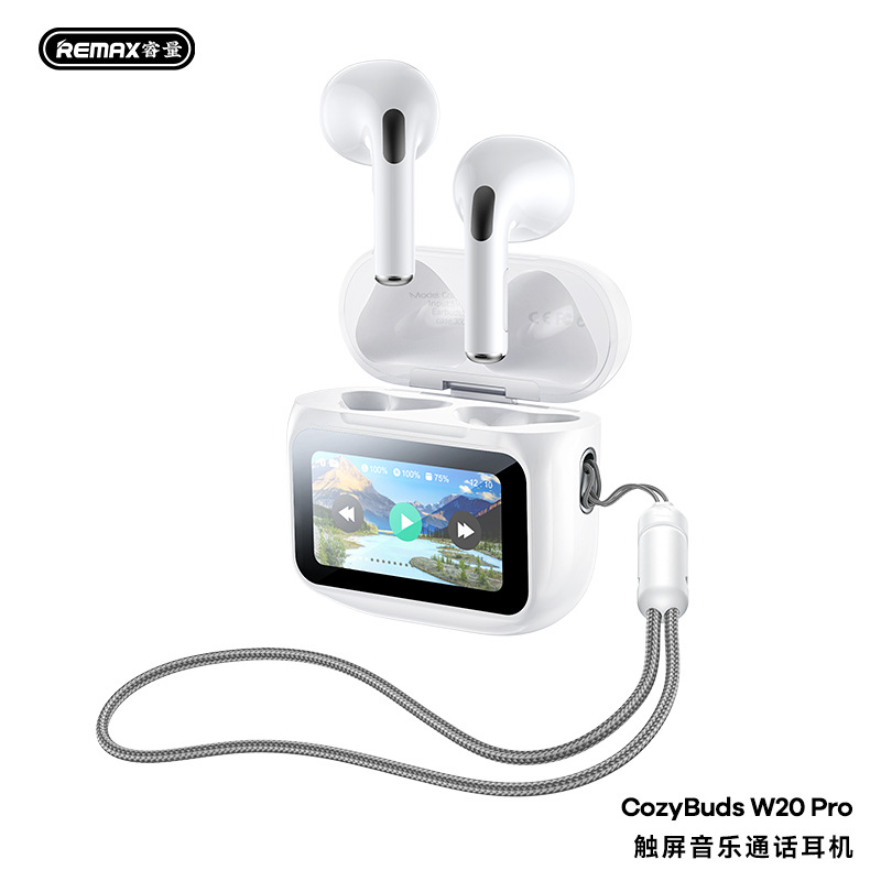 REMAX睿量LED彩屏无线音乐通话蓝牙耳机运动低延迟适用苹果W20PRO