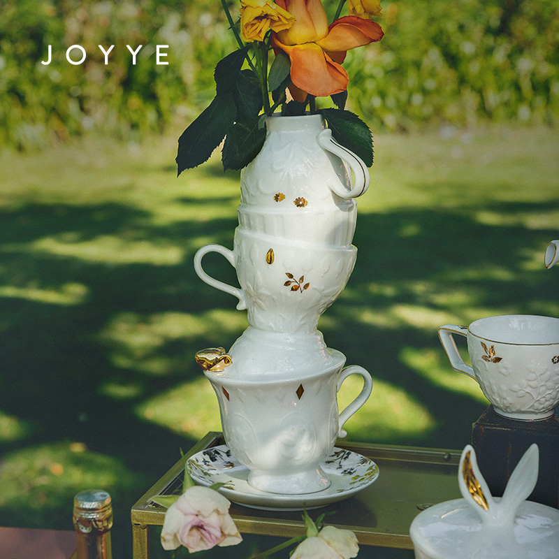 JOYYE卓艺创意个性花器高级感陶瓷爱丽丝花瓶礼盒送礼客厅摆件