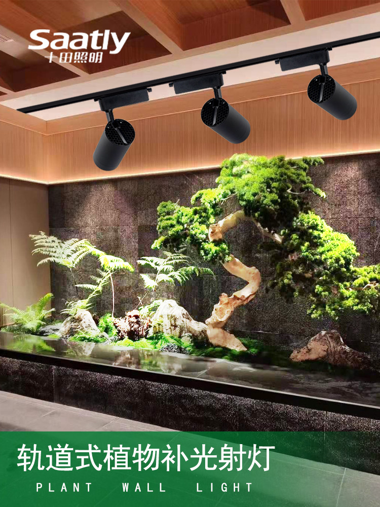 全光谱植物生长灯Led彷日光绿色植物墙补光轨道管聚光灯室内可调