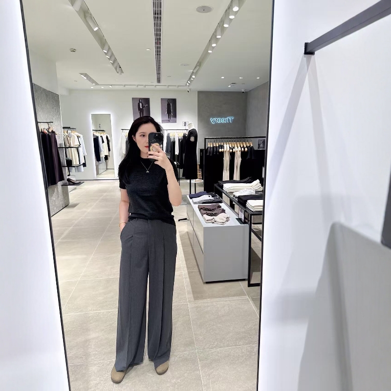 THEORY羊毛混纺直筒长裤