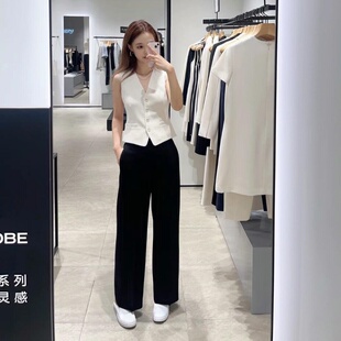 THEORY女装通勤风高腰阔腿裤女垂感西装裤轻熟休闲裤L0109223