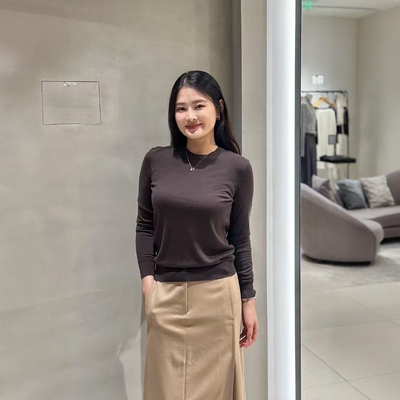 Theory羊毛混纺圆领长袖打底衫