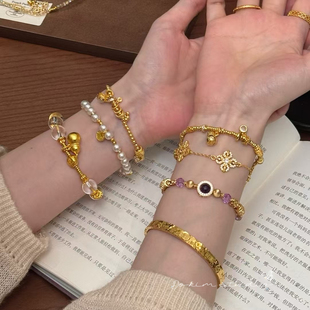 【古法沙金】龙心同款盘缠少女心玉髓提溜手链新中式富家千金首饰