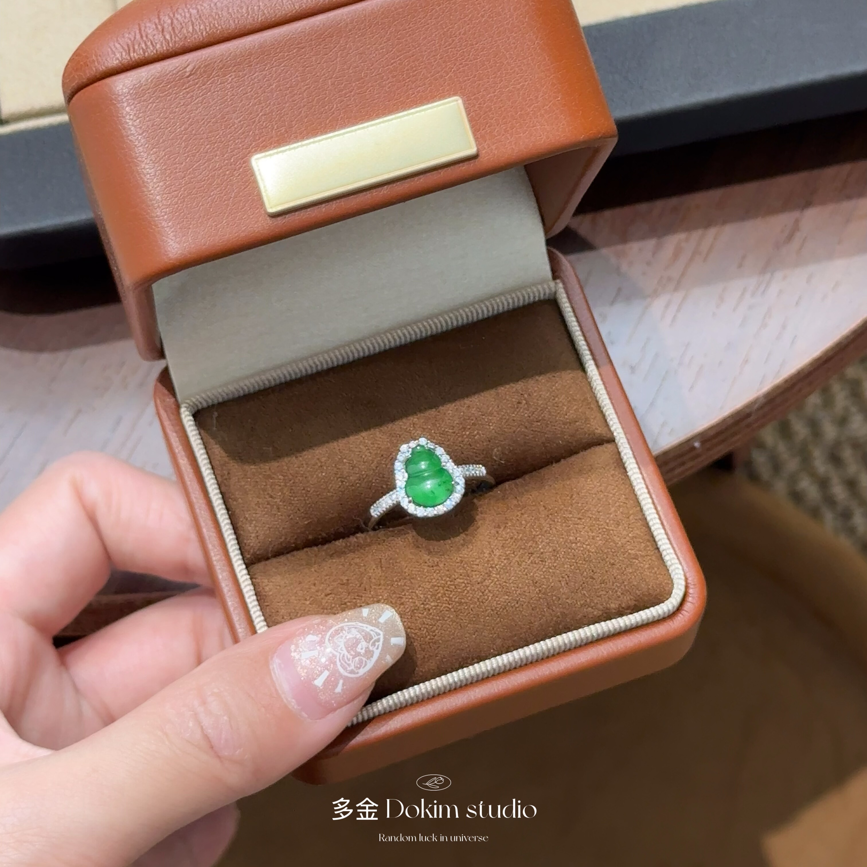 S925纯银天然A货翡翠葫芦戒指新中式百搭满钻送妈妈礼物贵气首饰