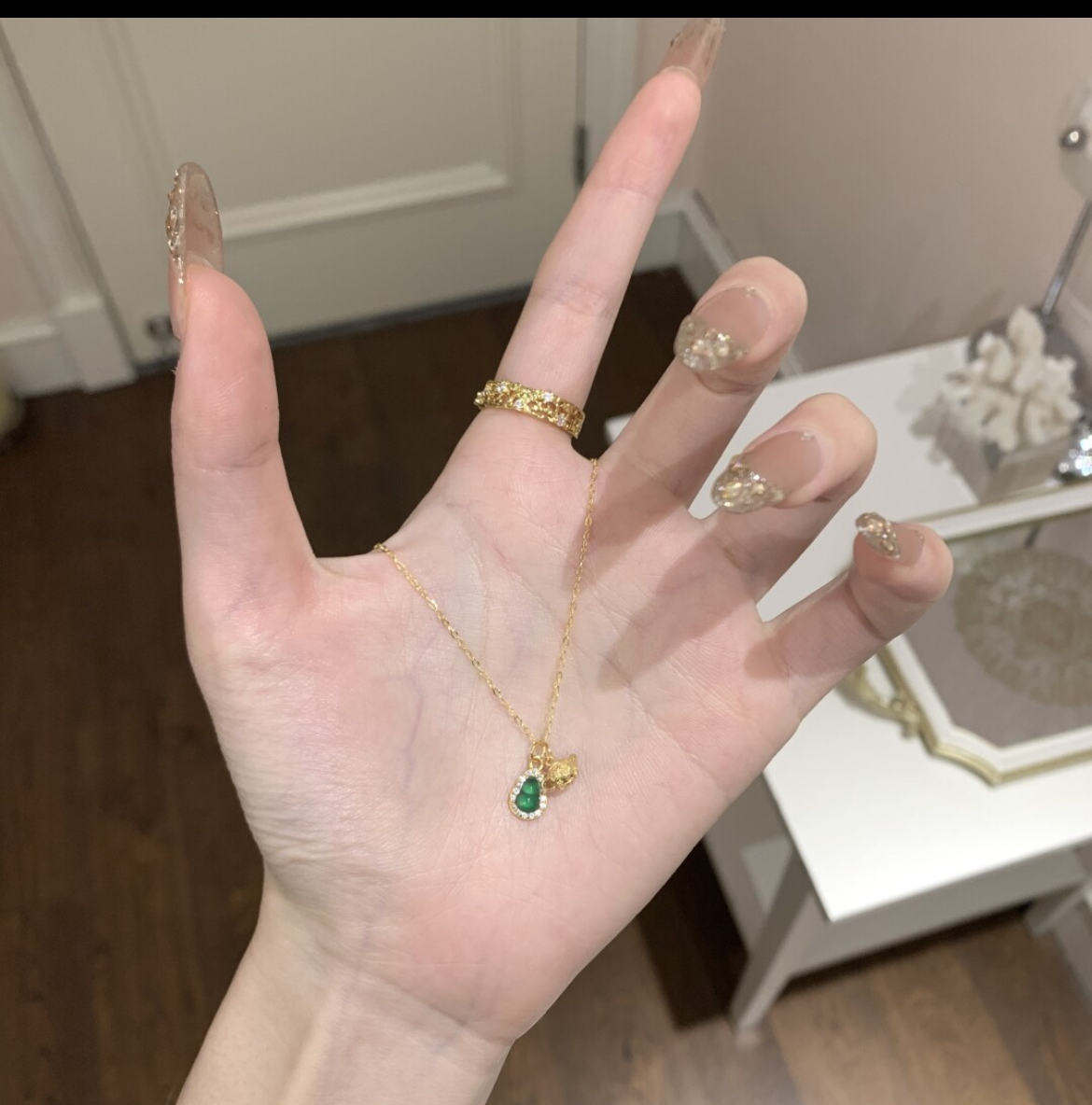 把把胡！S925纯银小鼻嘎迷你A货翡翠葫芦吊坠项链新中式招财送礼