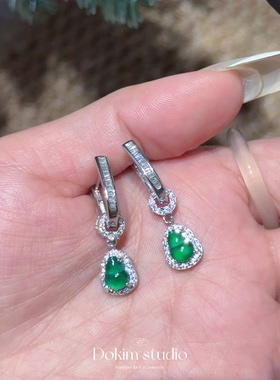 S925银天然A货翡翠葫芦耳坠耳环危料新中式国风百搭显贵首饰耳饰